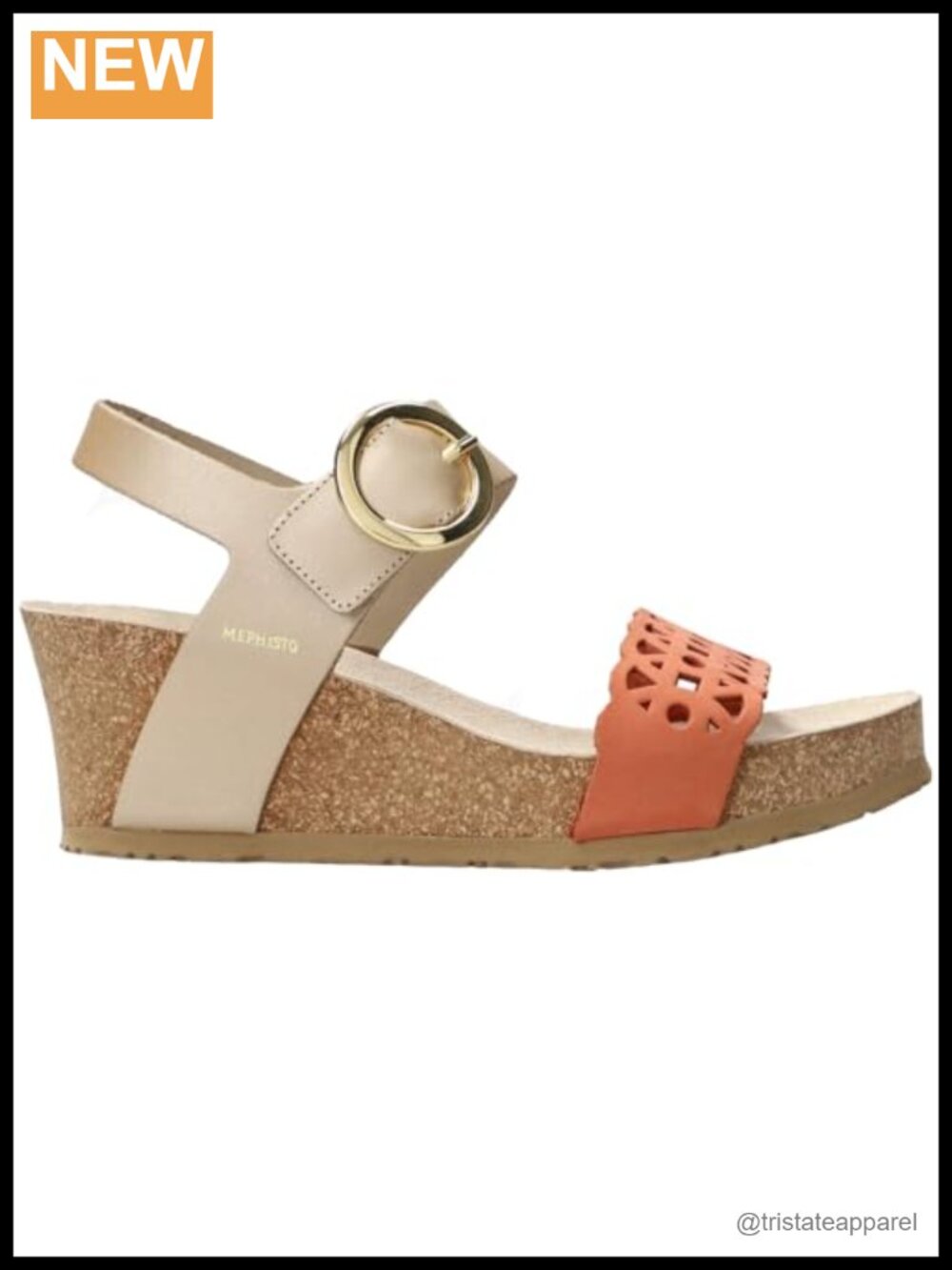 Mephisto Leather Wedge Sandal Ankle Strap Hook Loop Closure